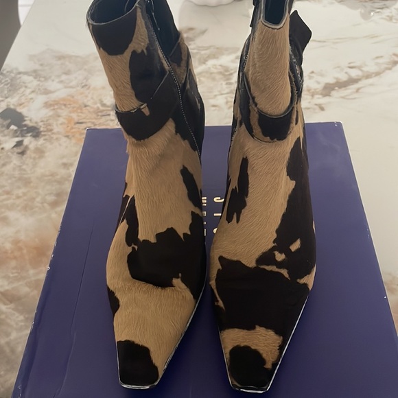 Stuart Weitzman pony calf bootie with rhinestone buckle. - Picture 6 of 7